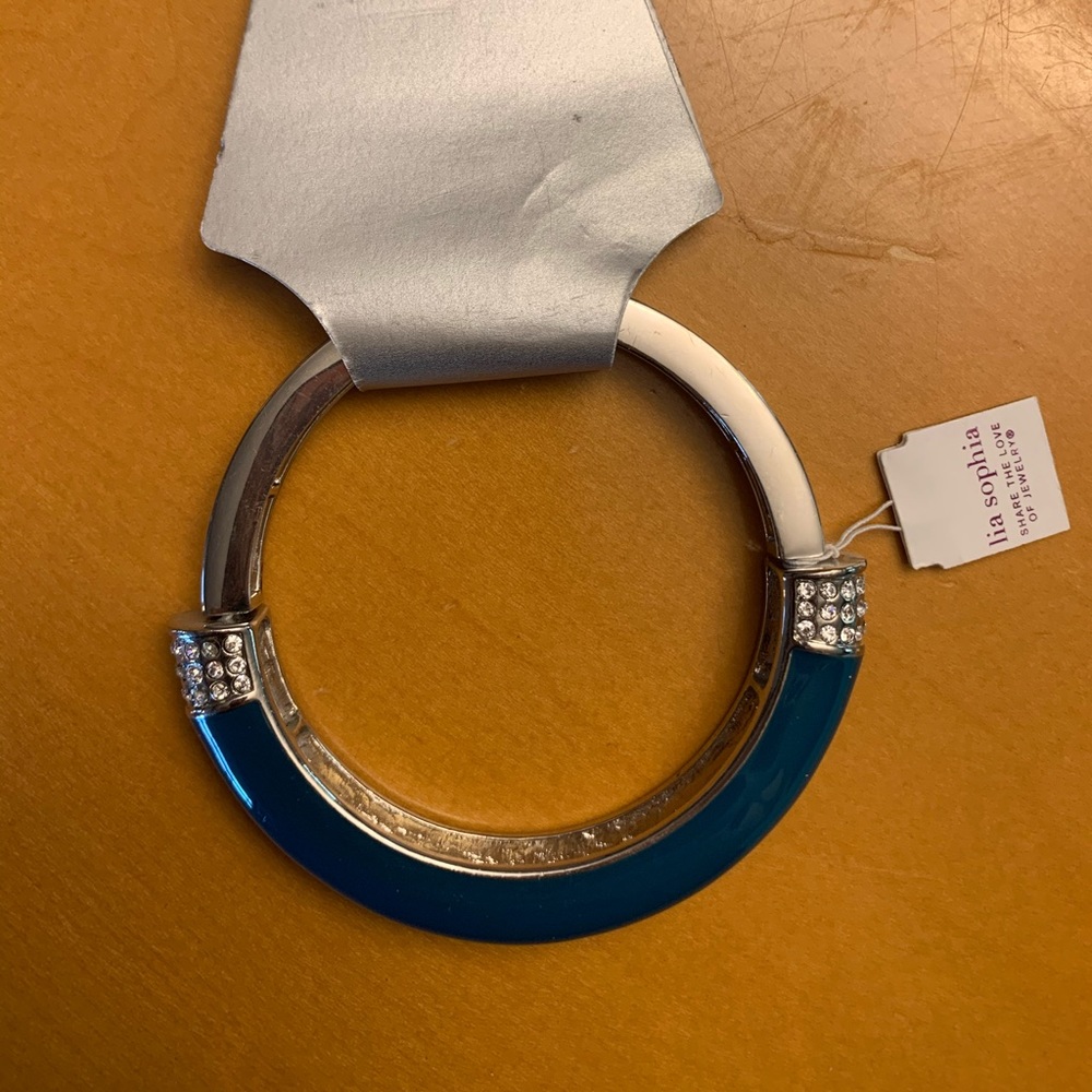 Lia Sophia teal n silver colored stretchy bangle. New